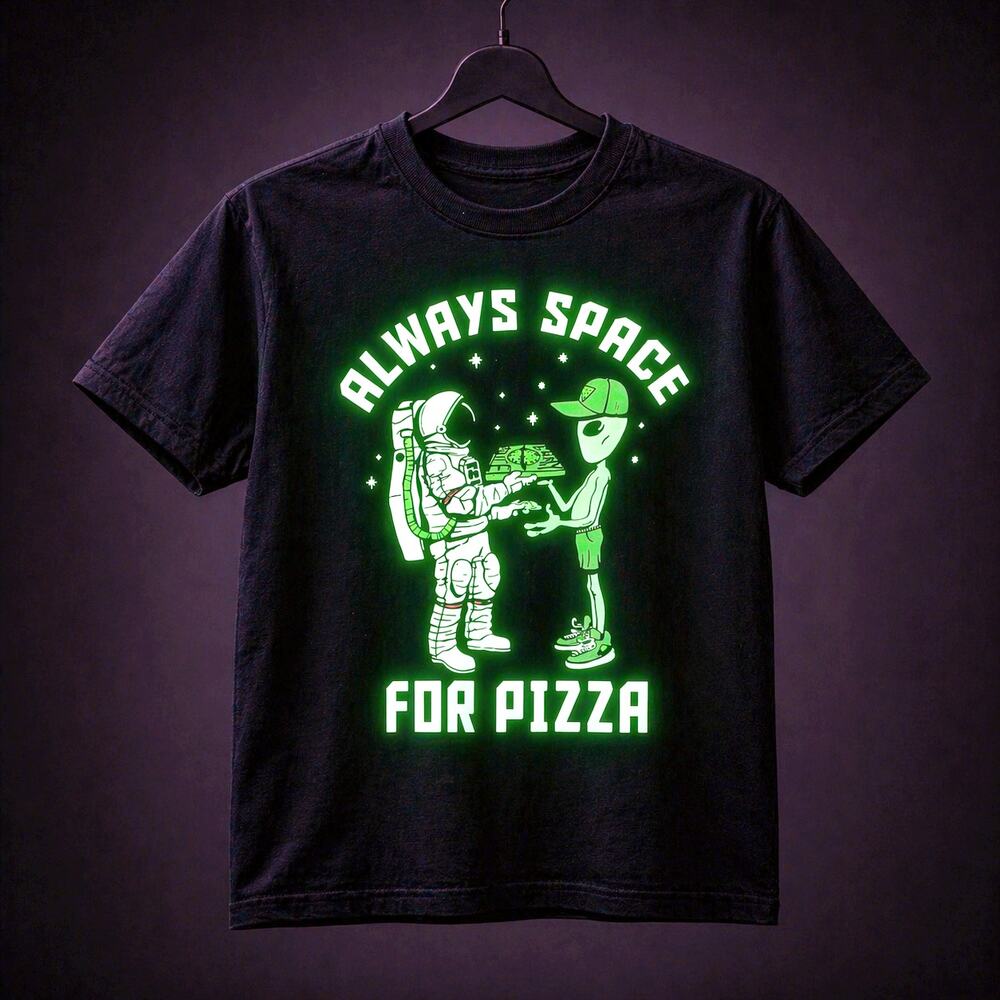 Rumi + Ryder Glow-in-the-Dark “Always Space for Pizza” Tee – Boys 4T